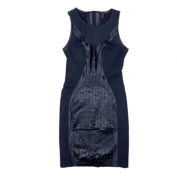 Maje Bodycon Mesh and Pebble Texture Dress Cocktail Party Black 36 - Picture 1 of 6